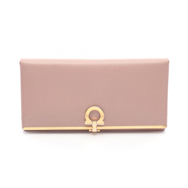 Salvatore Ferragamo Gancini Bifold purse Long wallet 22 4633 leather Pink Used