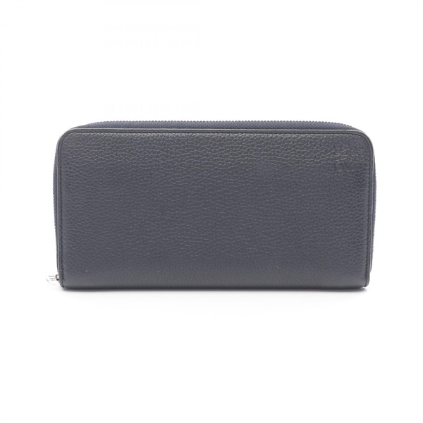 LOEWE Zip Around Long Wallet Purse Leather Navy Used Mens
