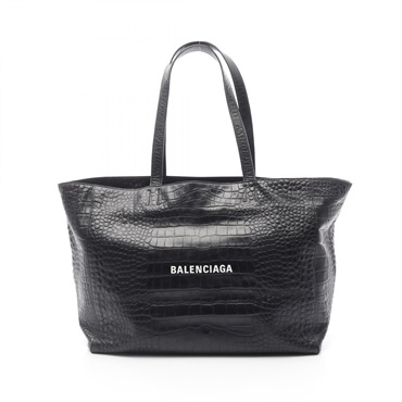 BALENCIAGA Everyday East West Tote Shoulder Bag 618284 Leather Black Used