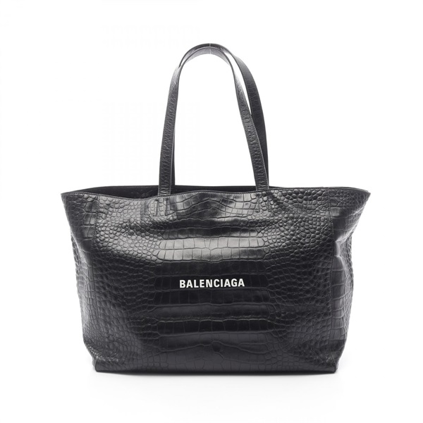 BALENCIAGA Everyday East West Tote Shoulder Bag 618284 Leather Black Used