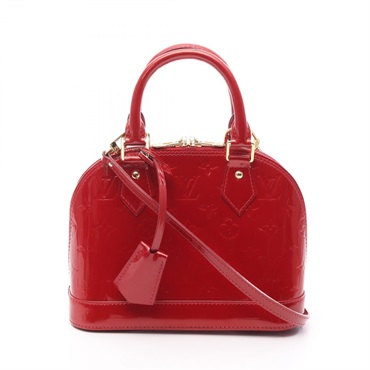 LOUIS VUITTON Alma BB Shoulder Handbag M90174 Vernis leather Red Used Women LV