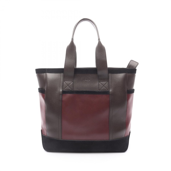 TOD'S Tote hand Bag leather Suede Brown Bordeaux Used unisex