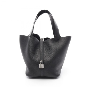 HERMES Picotin MM Hand tote bag W 060991CK Taurillon Clemence Black SHW
