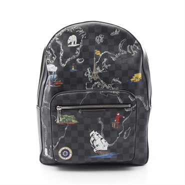 LOUIS VUITTON Josh Rucksack Backpack N40199 Damier graphite map Black Used men
