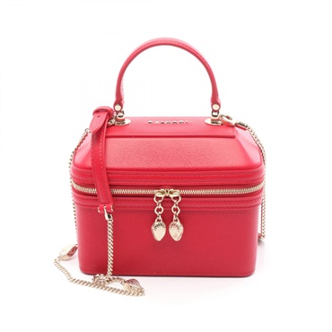 BVLGARI Serpenti Vanity 2way chain shoulder Handbag leather Red Used Women