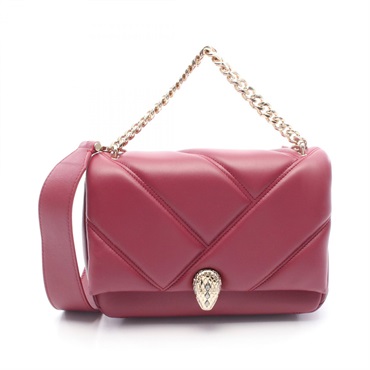 BVLGARI Chain shoulder Handbag crossbody leather Bordeaux Used Women GHW