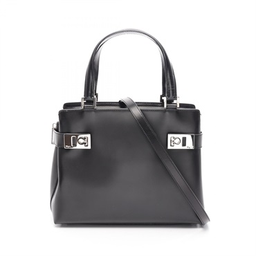 Salvatore Ferragamo Gancini Shoulder Handbag 21 0167 leather Black Used Women