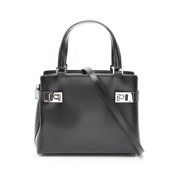 Salvatore Ferragamo Gancini Shoulder Handbag 21 0167 leather Black Used Women