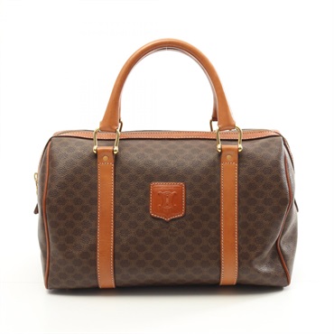 CELINE Macadam Handbag PVC coated canvas leather Brown Used Women