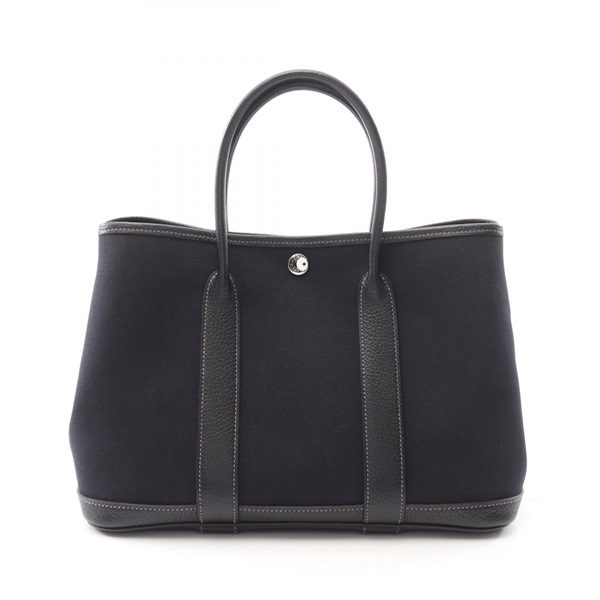 HERMES Garden party TPM Tote Bag O Toile officier Negonda leather Black Used SHW