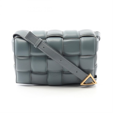 BOTTEGA VENETA Padded Cassette Intrecciato Shoulder Bag 591970 Lambskin Gray BV