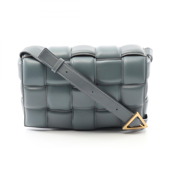 BOTTEGA VENETA Padded Cassette Intrecciato Shoulder Bag 591970 Lambskin Gray BV