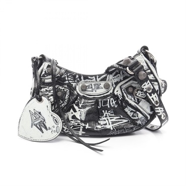Balenciaga Le Cagole XS Graffiti Shoulder bag 671309 Leather Black White Used BB