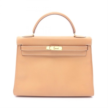 HERMES Kelly 32 Shoulder Handbag Courchevel leather Natural sable Used GHW Y