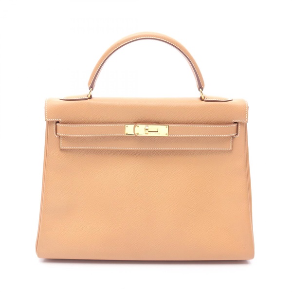 HERMES Kelly 32 Shoulder Handbag Courchevel leather Natural sable Used GHW Y