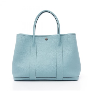 HERMES Garden party PM Tote hand Bag T Country Blue atoll SHW