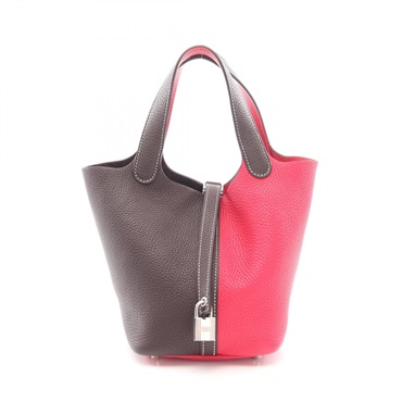 HERMES Picotin PM Handbag Z Taurillon Clemence Rouge sellier Franboise Used SHW