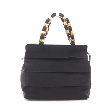Salvatore Ferragamo Vara Tote Handbag 21 5251 Nylon leather Black Used Women GHW