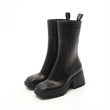 Chloe BETTY Rain short boots shoes #36 rubber Black Used Women