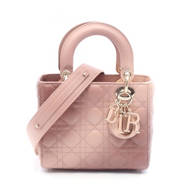 Christian Dior Lady Dior Small Cannage crossbody tote Handbag leather Pink Brown