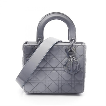Christian Dior Lady Dior Small Cannage crossbody tote Handbag leather Blue gray