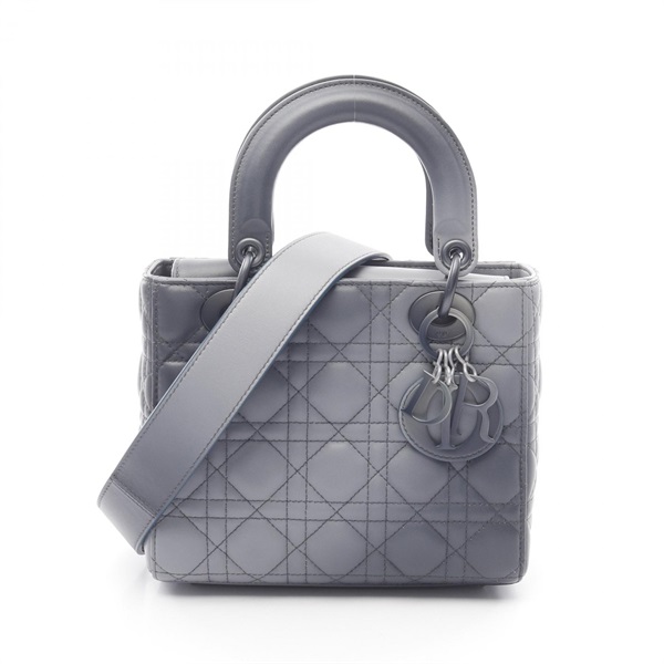 Christian Dior Lady Dior Small Cannage crossbody tote Handbag leather Blue gray