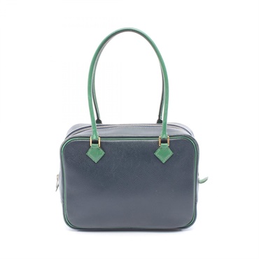 HERMES Mini plume 20 Handbag G Epsom leather Navy Green Used Women GHW