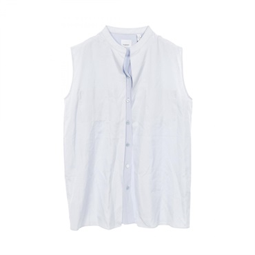 BURBERRY Sleeveless Shirt silk Blue #IT40 Used Women