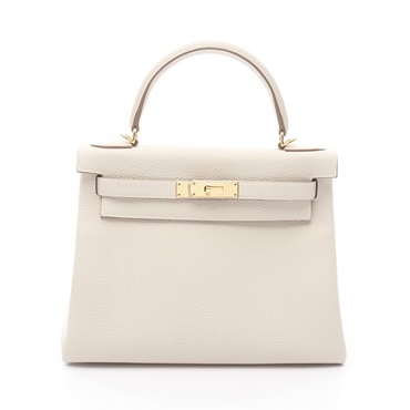 HERMES Kelly 28 Hand shoulder bag Z inside stitched Togo leather craie Used GHW