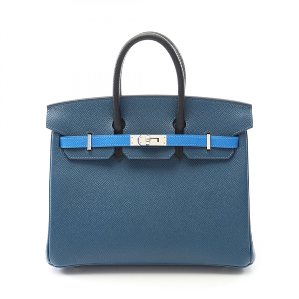 HERMES birkin 25 tricolor Handbag W Epsom leather Deep blue hydra black SHW