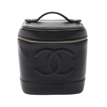CHANEL COCO Mark Vanity Handbag A01998 Calfskin Black GHW Used Women CC