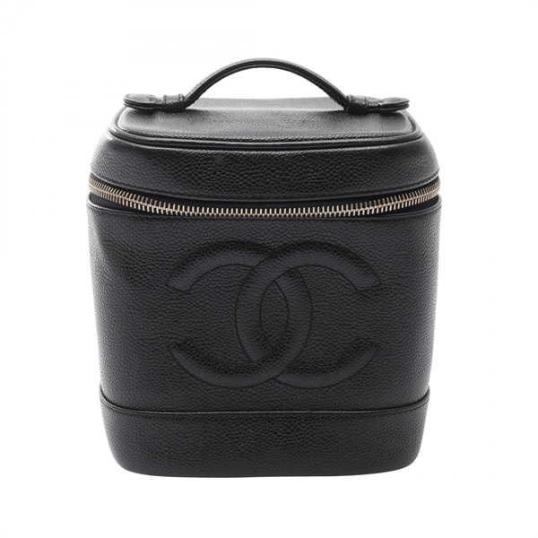 CHANEL COCO Mark Vanity Handbag A01998 Calfskin Black GHW Used Women CC