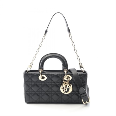 Christian Dior Lady D-Joy Medium Cannage crossbody Chain Handbag M0540ONGE Black