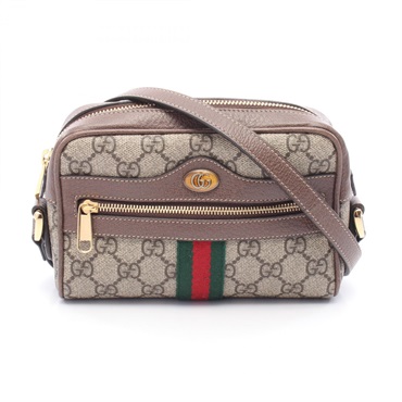 GUCCI Ophidia GG Supreme Crossbody Shoulder Bag 517350 Canvas Leather Beige Used