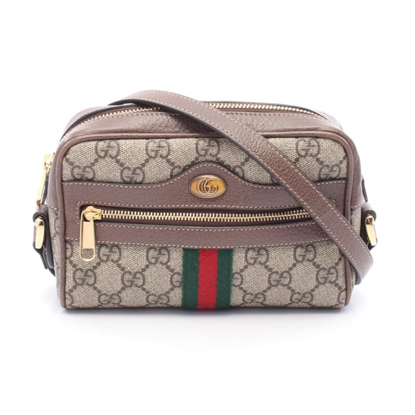 GUCCI Ophidia GG Supreme Crossbody Shoulder Bag 517350 Canvas Leather Beige Used