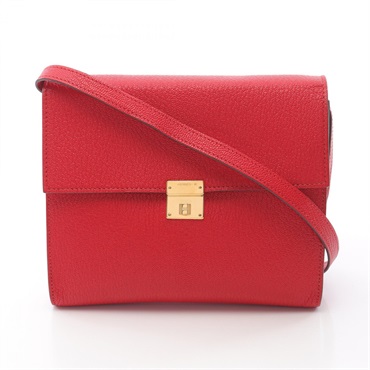 HERMES Clic 16 crossbody Shoulder Bag D Chevre Red Rouge coeur Used Women GHW