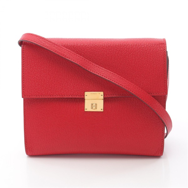 HERMES Clic 16 crossbody Shoulder Bag D Chevre Red Rouge coeur Used Women GHW