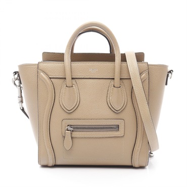 CELINE Luggage Nano Shopper Hand shoulder crossbody bag 189243 leather Beige
