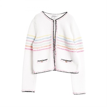 CHANEL COCO Mark button knit jacket cardigan P77148 cotton Nylon White Used #34