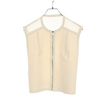 HERMES Vest Sleeveless Tops 3E0216DJ Viscose Beige Used Women size 38