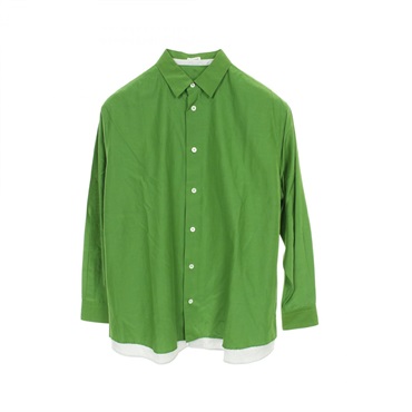 LOEWE Panel Shirt S359Y05XBL Cotton Silk Green Gray Size 32 Used Women