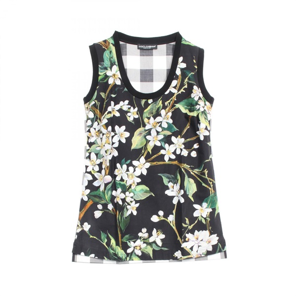 DOLCE & GABBANA T-shirt sleeveless #36 cotton Black Green Multicolor Used Women
