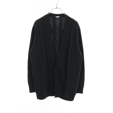 HERMES H pattern Sellier button knitwear Jacket wool Black Used Women #42