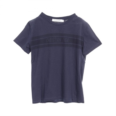 Christian Dior Logo Short Sleeve T-shirt 143T04A4043 Cotton Navy Used #XS CD