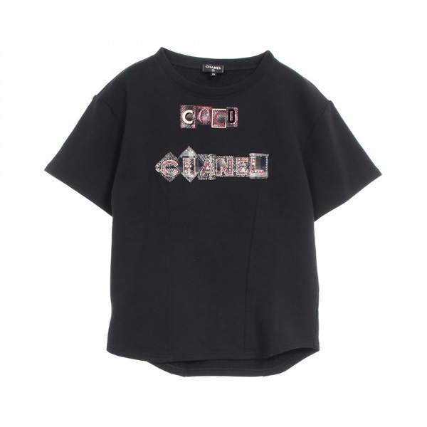CHANEL T-shirt tops P71283V6207721B cotton Black Used Women #34 COCO CC