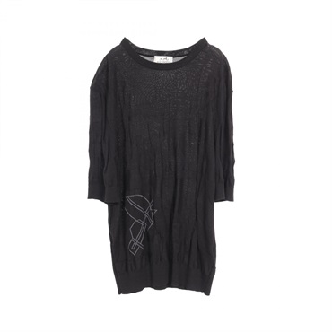 HERMES knitwear tops 31-5725 wool Black Used mens #XL