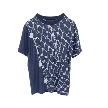 LOUIS VUITTON Monogram Fishnet knitwear RM242MM AUR HRN16W cotton Navy mens #M