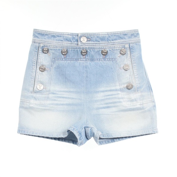 CHANEL denim shorts jeans P76229V68736 cotton Blue Used Women #34 COCO CC