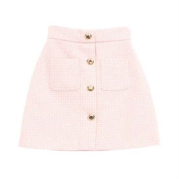 Miu Miu Tweed Mini Skirt MG17671Y8W "ool Pink White #36 Used Women
