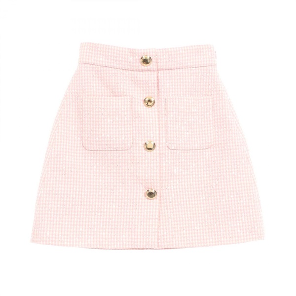 Miu Miu Tweed Mini Skirt MG17671Y8W "ool Pink White #36 Used Women